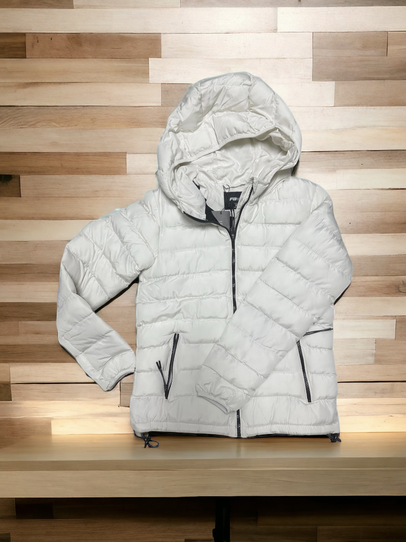 เสื้อกันหนาว เสื้อฮู้ดเฟอร์ บุนวมอุ่น สีขาว แบรนด์ FB SISTER (padded puffer coat สำเนา ขาว
