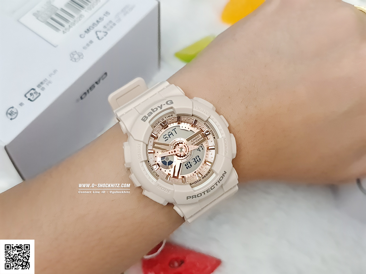 CASIO BABY-G นาฬิกาข้อมือ นาฬิกากันน้ำ นาฬิกาของแท้ ประกันศูนย์ CMG 1 ปี รุ่น BA-110XCP-4A นาฬิกาสีชมพู