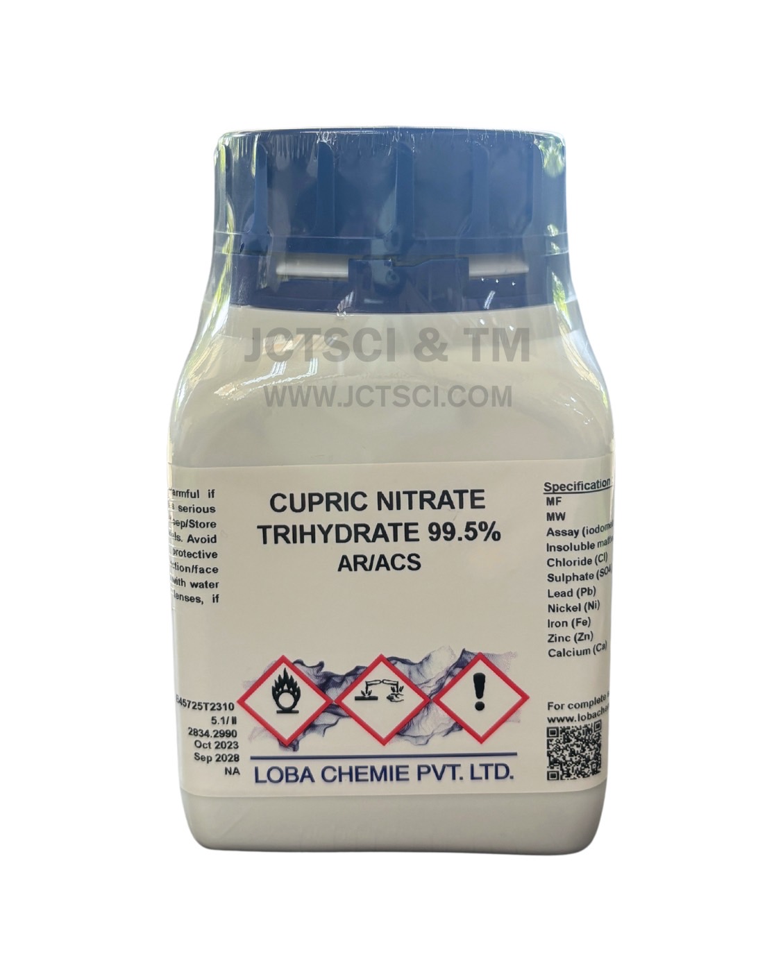 Cupric Nitrate Trihydrate 99.5%, AR/ACS 500 g. Loba Chemie™