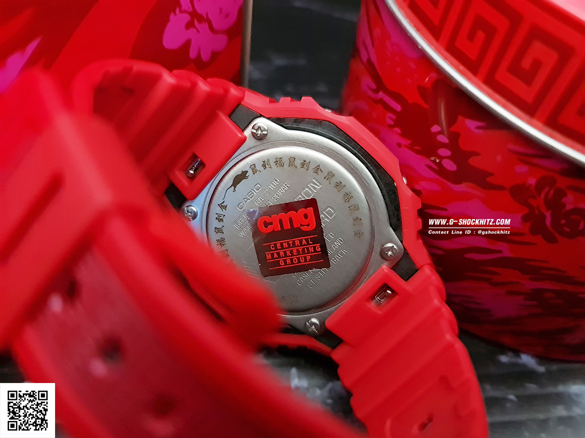 CASIO MID YEAR SALE G-SHOCK พร้อมส่ง นาฬิกาข้อมือ นาฬิกากันน้ำ นาฬิกาของแท้ ประกันศูนย์ CMG 1 ปี รุ่น GA-2100CNY-4 นาฬิกาสีแดง