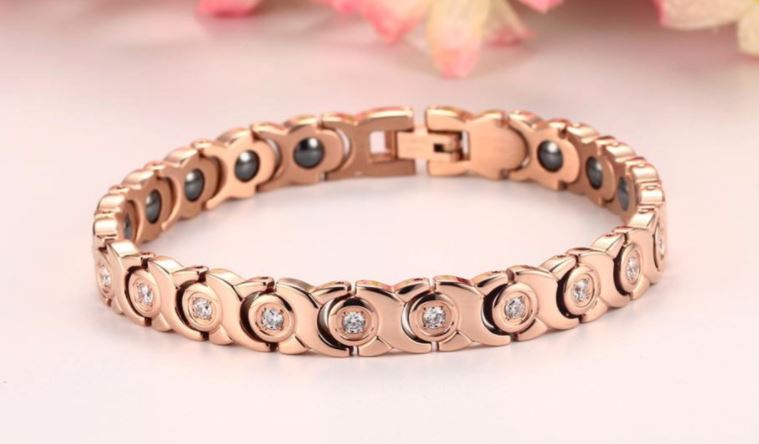 กำไลข้อมือ สร้อยข้อมือ ผู้หญิง สี Rose Gold ฝังเพชร ทั้งเส้น ฝังแม่เหล็ก ปรับสมดุล ร่างกาย สร้อยข้อมือใส่ออกงาน ทำงาน 253586