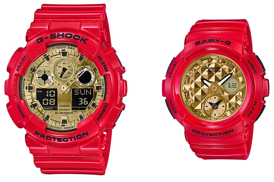CASIO G-SHOCK นาฬิกาข้อมือ นาฬิกากันน้ำ นาฬิกาของแท้ ประกันศูนย์ CMG 1 ปี รุ่น GA-100VLA-4A นาฬิกาสีแดง
