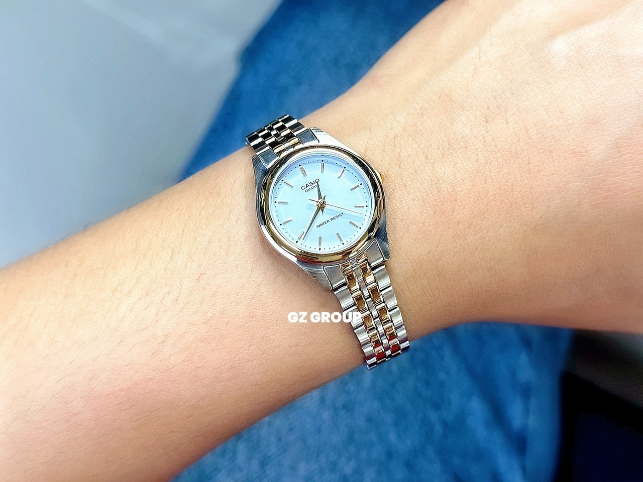 CASIO นาฬิกาคาสิโอ นาฬิกาข้อมือ นาฬิกากันน้ำ นาฬิกาของแท้ ประกันศูนย์ CMG 1 ปี รุ่น LTP-1129G-7A นาฬิกาสีทอง