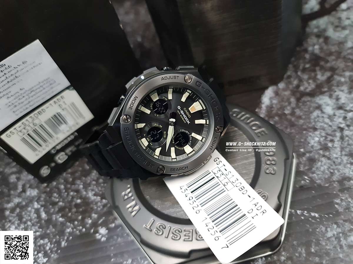 CASIO G-SHOCK นาฬิกาข้อมือ นาฬิกากันน้ำ นาฬิกาของแท้ ประกันศูนย์ CMG 1 ปี รุ่น GST-S130BD-1A นาฬิกาสีดำ