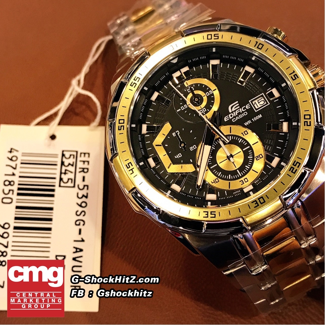 CASIO EDIFICE นาฬิกาข้อมือ นาฬิกากันน้ำ นาฬิกาของแท้ ประกันศูนย์ CMG 1 ปี รุ่น EFR-539SG-1A นาฬิกาสีเงิน