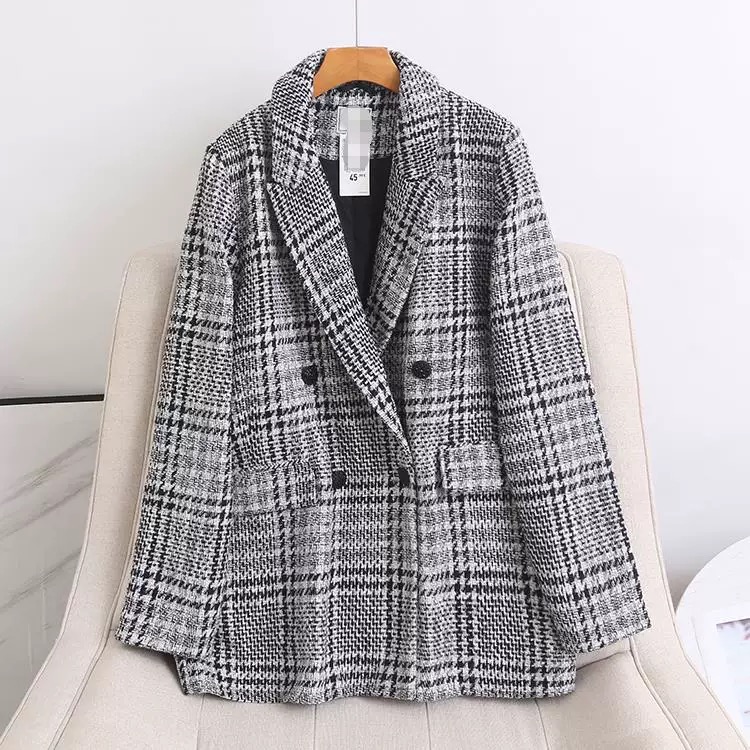 เสื้อนอก เสื้อคลุม ทรงสูท ลายตารางเทาดำ เสื้อคลุม เบลเซอร์ Blazer check ❄️แบรนด์✨Pimkie✨ แท้💯% แบรนด์ PIMKIEสำเนา