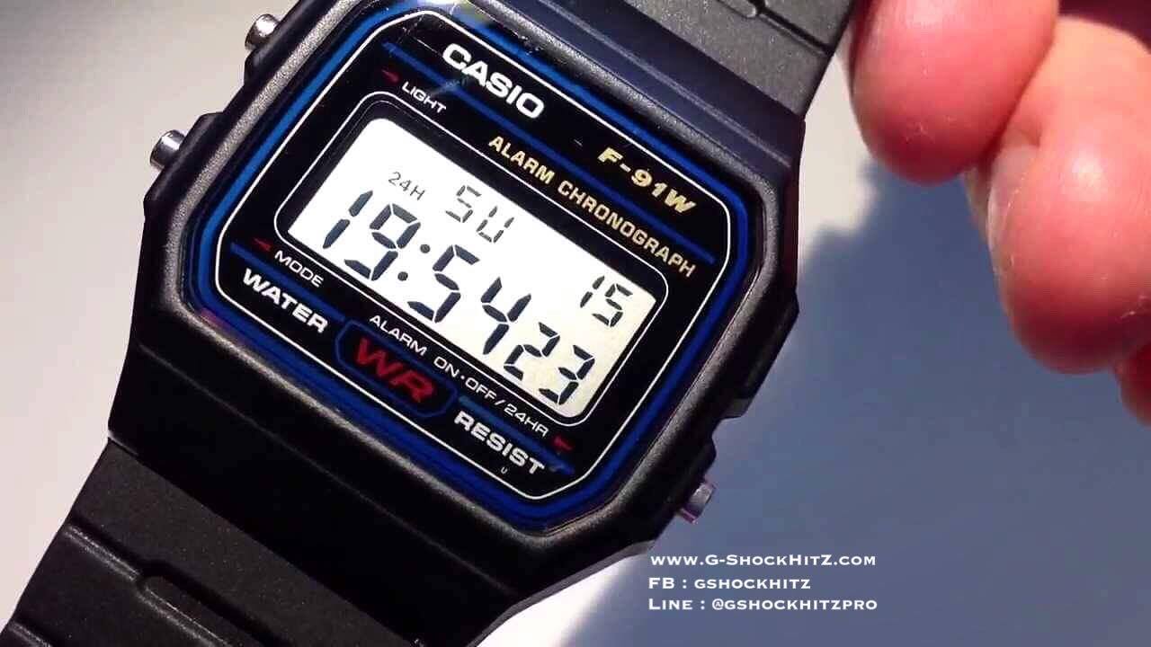 CASIO MID YEAR SALE นาฬิกาคาสิโอ พร้อมส่ง นาฬิกาข้อมือ นาฬิกากันน้ำ นาฬิกาของแท้ BTS ประกันศูนย์ CMG 1 ปี รุ่น F-91W-1 นาฬิกาสีดำ