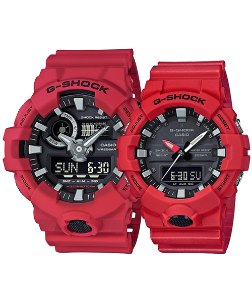 CASIO G-SHOCK นาฬิกาข้อมือ นาฬิกากันน้ำ นาฬิกาของแท้ ประกันศูนย์ CMG 1 ปี รุ่น GA-700-4 / GA-800-4 นาฬิกาสีแดง