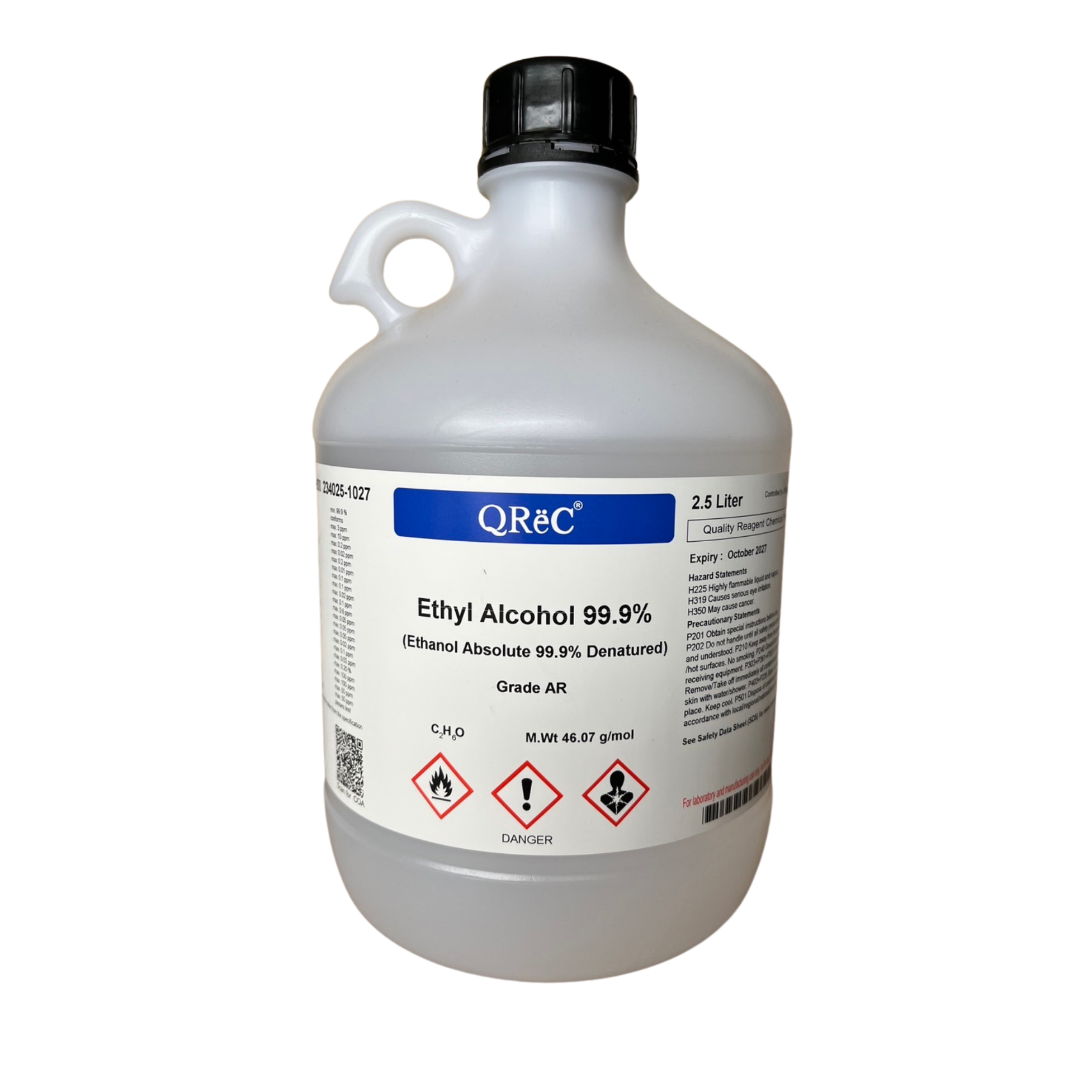 Ethyl Alcohol 99.9%, AR(PE) 2.5 L. QReC™