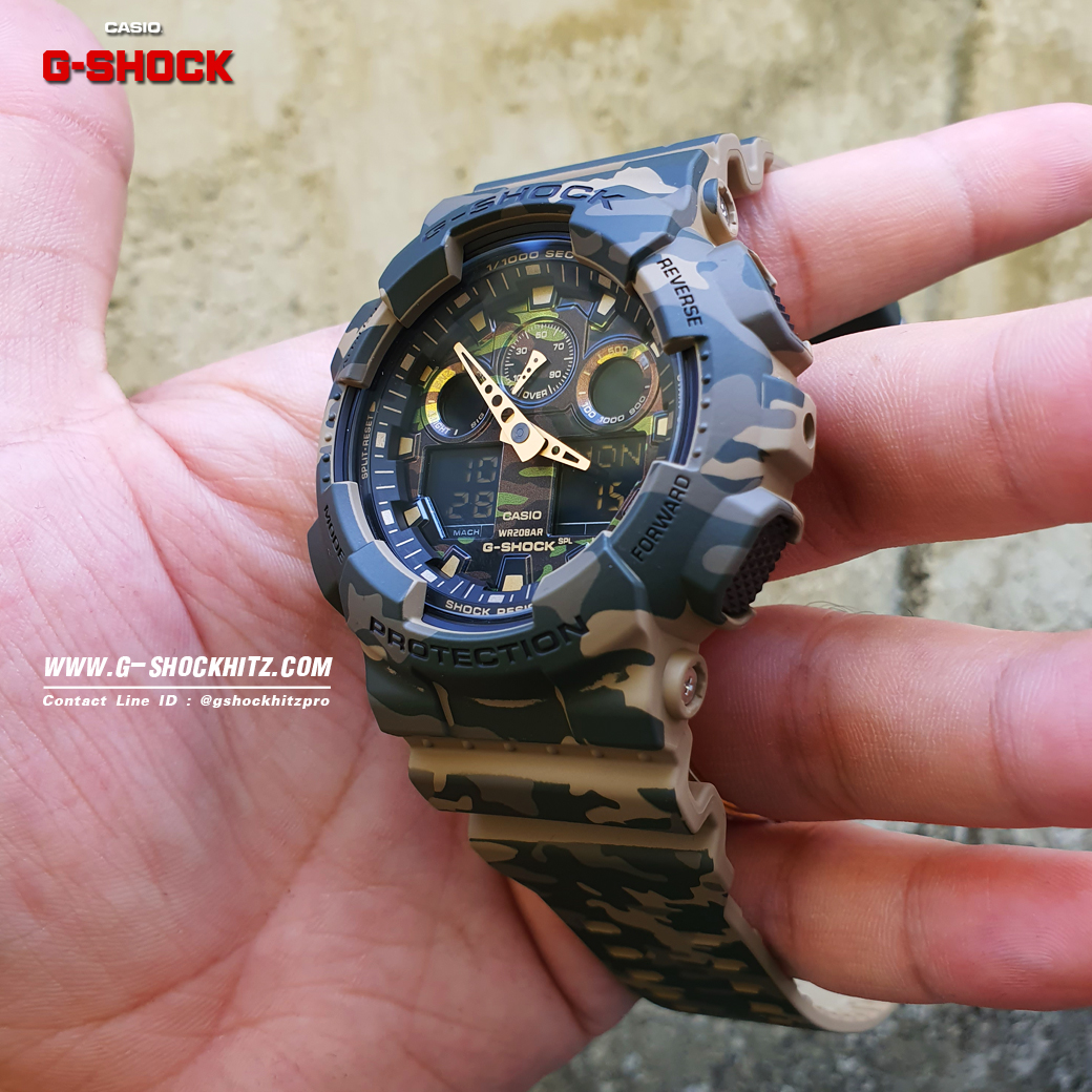CASIO G-SHOCK นาฬิกาข้อมือ นาฬิกากันน้ำ นาฬิกาของแท้ ประกันศูนย์ CMG 1 ปี รุ่น GA-100CM-5A นาฬิกาสีน้้ำตาล