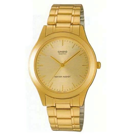 CASIO นาฬิกาคาสิโอ นาฬิกาข้อมือ นาฬิกากันน้ำ นาฬิกาของแท้ ประกันศูนย์ CMG 1 ปี รุ่น MTP-1128N-9A นาฬิกาสีทอง