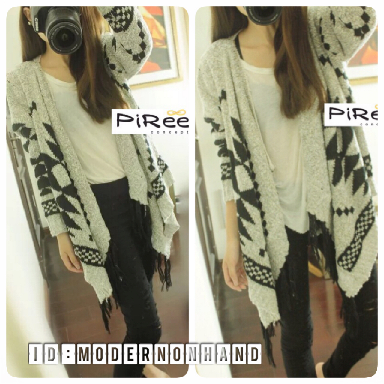 เสื้อหนาว ไหมพรมแซมดิ้นเงิน ลายถักชนเผ่า ชายแต่งพู่ งานZARA KNIT
