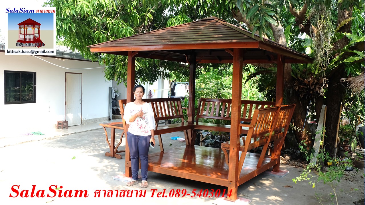 ผลงานการส่งมอบศาลาไม้ทรงบาหลีของ คุณขวัญ บ้านบางเก่า อ.ชะอำ จ.เพชรบุรี
