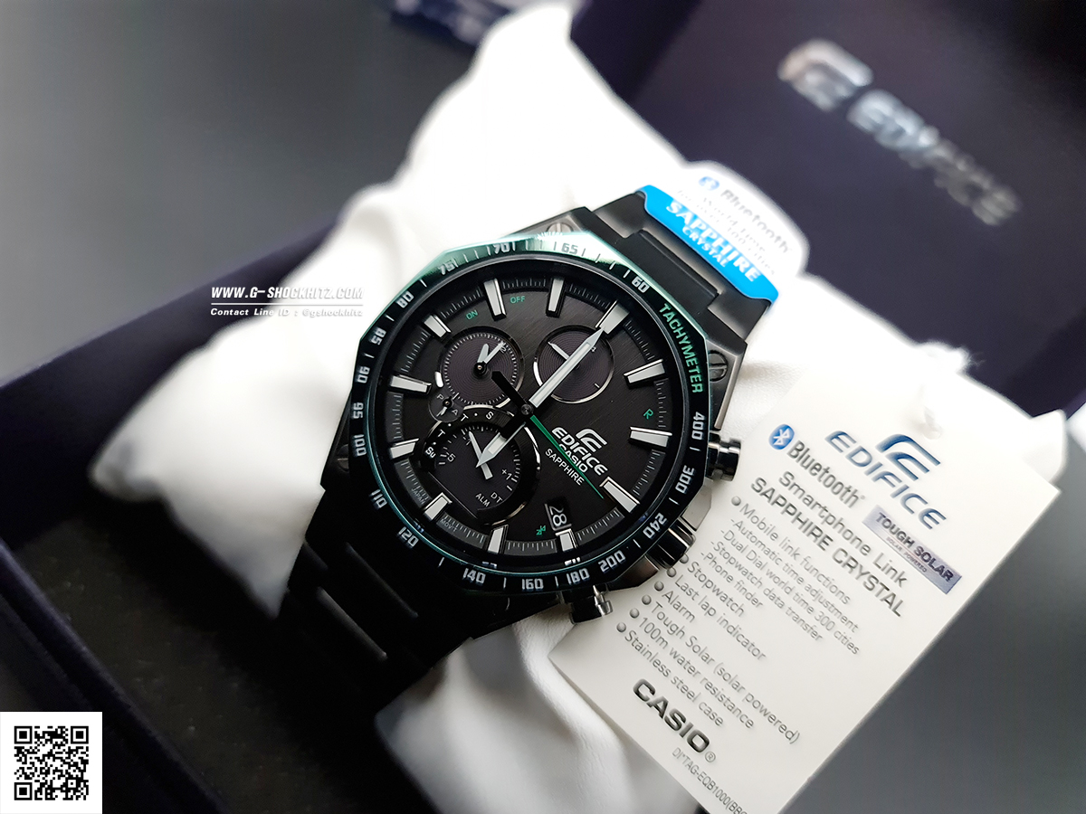 CASIO EDIFICE นาฬิกาข้อมือ นาฬิกากันน้ำ นาฬิกาของแท้ ประกันศูนย์ CMG 1 ปี รุ่น EQB-1100XDC-1A นาฬิกาสีดำ