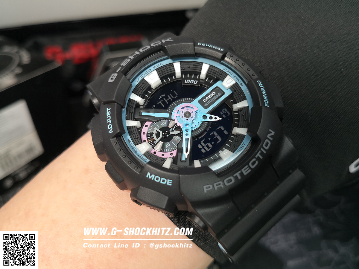 CASIO G-SHOCK นาฬิกาข้อมือ นาฬิกากันน้ำ นาฬิกาของแท้ ประกันศูนย์ CMG 1 ปี รุ่น GA-110PC-1A นาฬิกาสีดำ