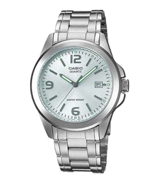CASIO นาฬิกาคาสิโอ นาฬิกาข้อมือ นาฬิกากันน้ำ นาฬิกาของแท้ ประกันศูนย์ CMG 1 ปี รุ่น MTP-1215A-7A นาฬิกาสีเงิน