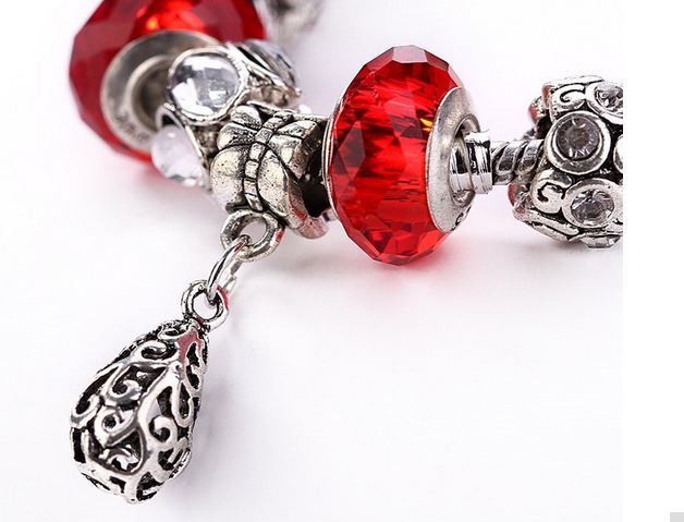 สร้อยข้อมือ Diy สไตล์ Pandora แต่ง ชาร์ม สลับ คริสตัลแท้ สีสวย ห้อยจี้เพชร อักษร Love ชาร์มหัวใจ สีเงิน ของขวัญให้แฟน สุดหรู แทนใจ 982338