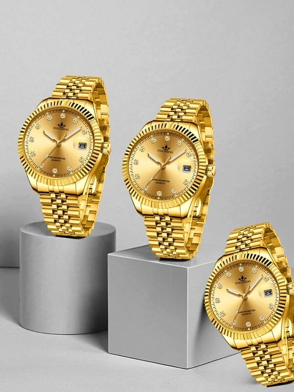 FOURRON นาฬิกาแฟชั่น นาฬิกาข้อมือ นาฬิกาของแท้ รุ่น sj2211037139039753 นาฬิกาสีทอง