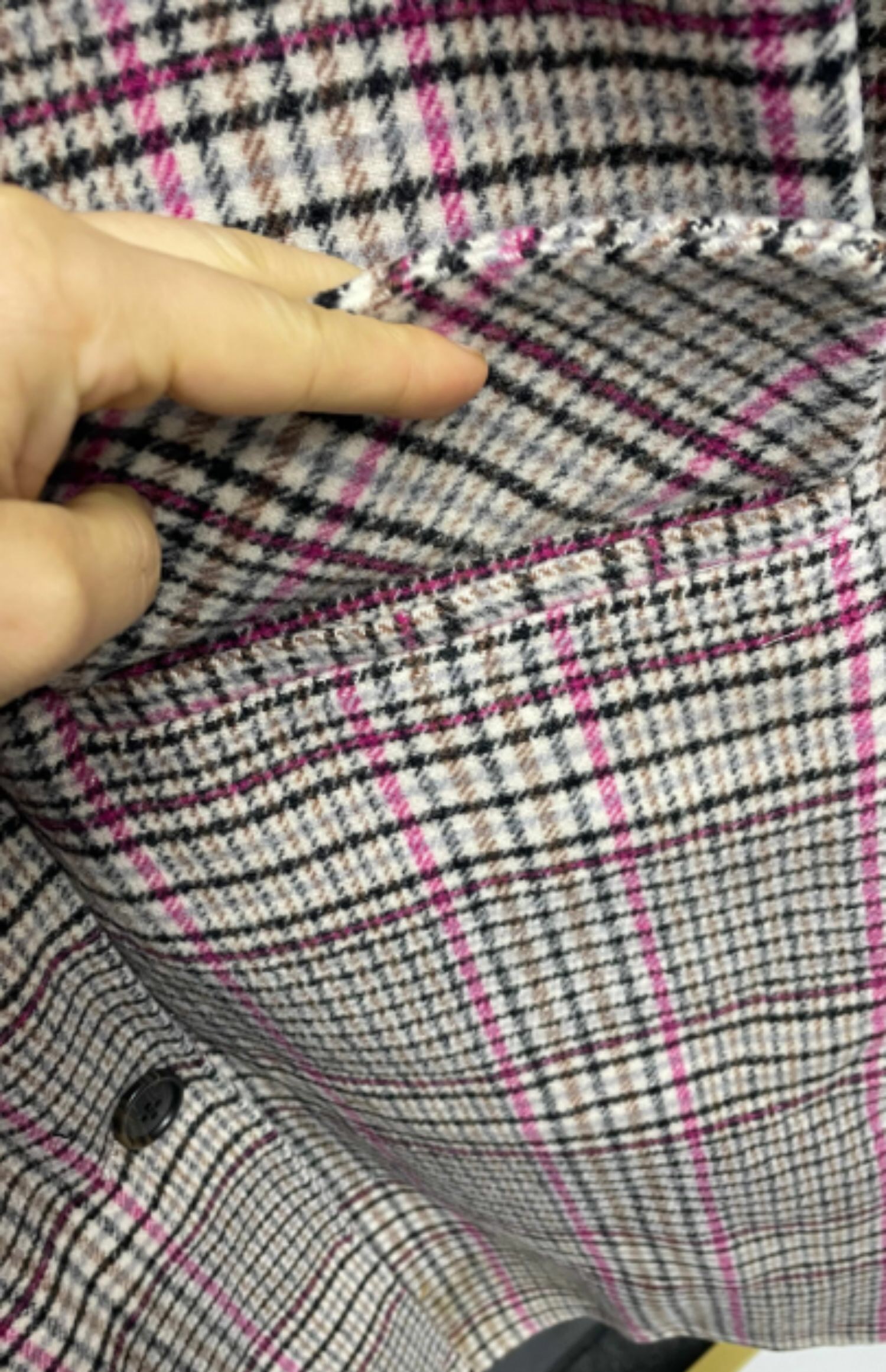 Lily เสื้อโค้ท เสื้อกันหนาว เนื้อผ้าสักหลาดวูล ลายตารางชมพูเทา แบรนด์lily