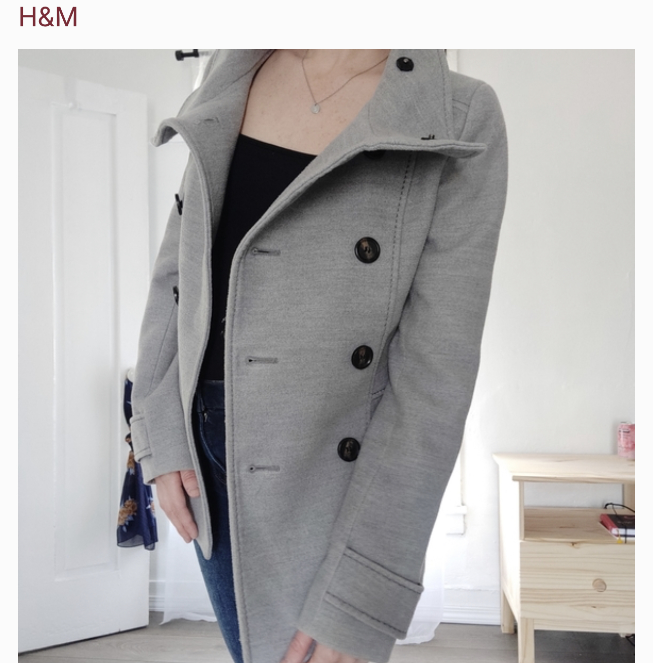 เสื้อโค้ท เสื้อกันหนาว เนื้อผ้าสักหลาด สีเทา แบรนด์ H&M