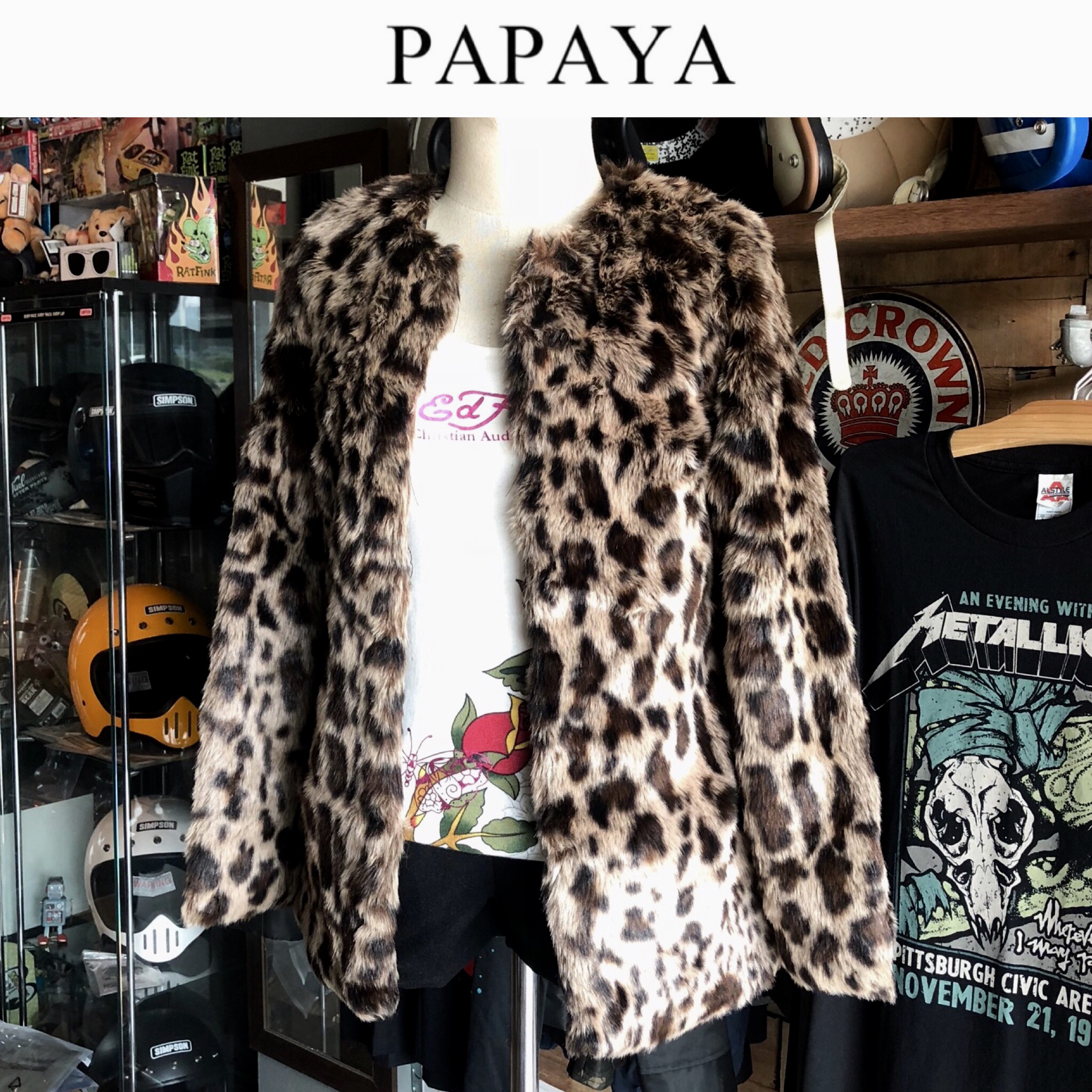 PAPAYA เสื้อขนเฟอร์ เสื้อกันหนาว ขนเฟอร์ลายเสือ แบรนด์ PAPAYA ขนนุ่ม สวย งานหรูมากคะ สำเนา ลายเสือ