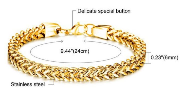 สร้อยข้อมือผู้ชาย สร้อยข้อมือ 316L Stainless Steel สร้อยข้อมือทอง 18 K ลายโซ่ หรู ๆ ของขวัญให้แฟน ดูดี มีระดับ 387737_2
