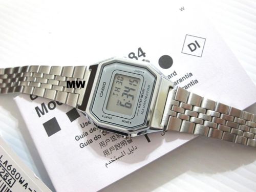 CASIO นาฬิกาคาสิโอ นาฬิกาข้อมือ นาฬิกากันน้ำ นาฬิกาของแท้ ประกันศูนย์ CMG 1 ปี รุ่น LA680WA-7 นาฬิกาสีเงิน