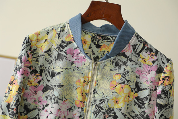 เสื้อแจ็คเก็ต เสื้อคลุม ลายดอก ปลายแขนจั๊ม สำเนา ลายดอก