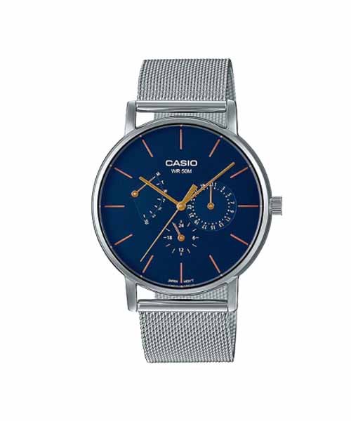 CASIO นาฬิกาคาสิโอ นาฬิกาข้อมือ นาฬิกากันน้ำ นาฬิกาของแท้ ประกันศูนย์ CMG 1 ปี รุ่น MTP-E320M-2E นาฬิกาสีเงิน