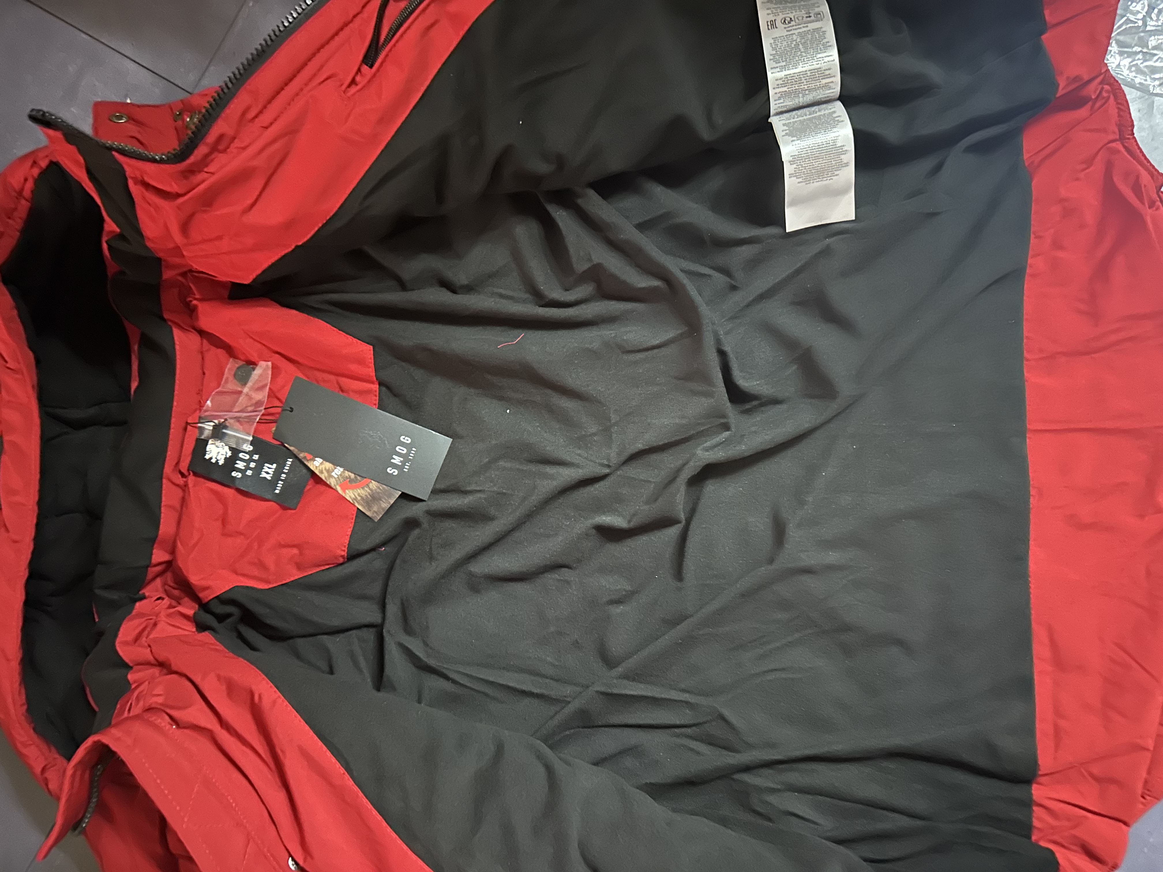 เสื้อกันหนาว เสื้อฮู้ดเฟอร์ บุนวมอุ่น สีขาว แบรนด์ SMOG (padded puffer coat ขาว