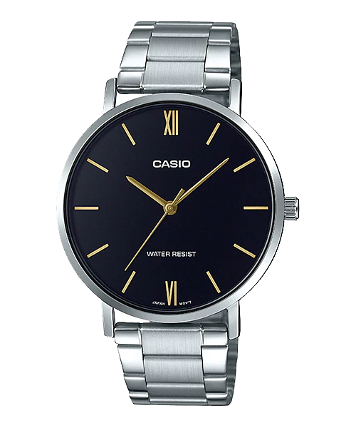 CASIO MID YEAR SALE นาฬิกาคาสิโอ พร้อมส่ง นาฬิกาข้อมือ นาฬิกากันน้ำ นาฬิกาของแท้ BTS ประกันศูนย์ CMG 1 ปี รุ่น MTP-VT01D-1B นาฬิกาสีเงิน