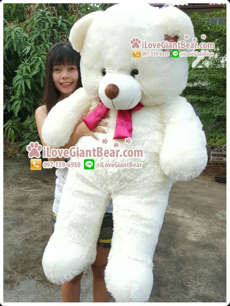 Size XXL ตุ๊กตาหมีตัวใหญ่ ขนฟูนุ่ม สีขาว ขนนุ่ม ขาสั้น น่ากอด