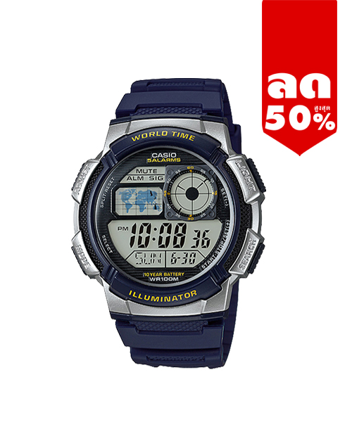 CASIO นาฬิกาคาสิโอ นาฬิกาข้อมือ นาฬิกากันน้ำ นาฬิกาของแท้ ประกันศูนย์ CMG 1 ปี รุ่น AE-1000W-2A นาฬิกาสีกรม