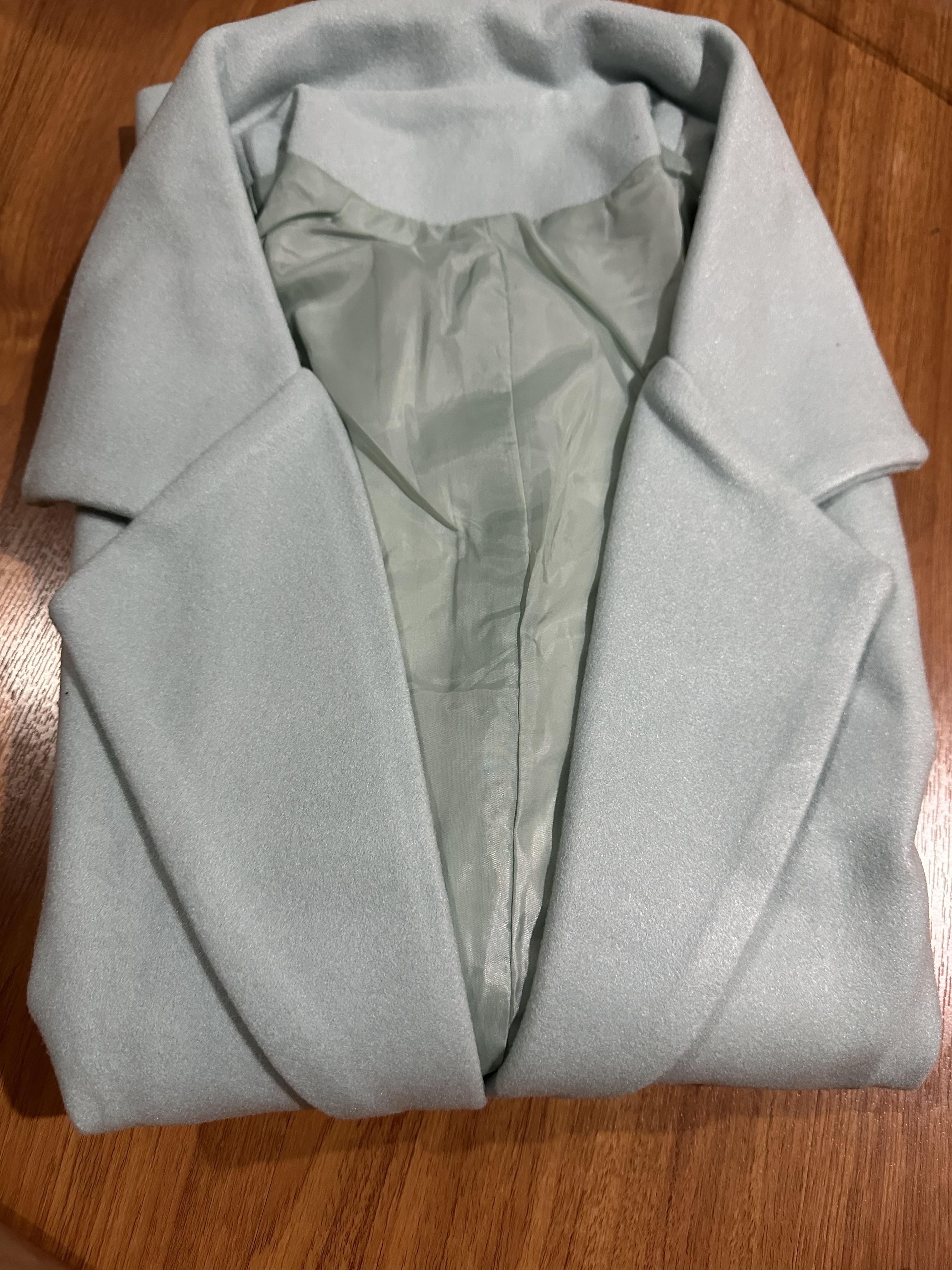 Ozoc เสื้อโค้ท เสื้อกันหนาว เนื้อผ้าสักหลาดวูล สีฟ้าพาสเทล แบรนด์ JOICES