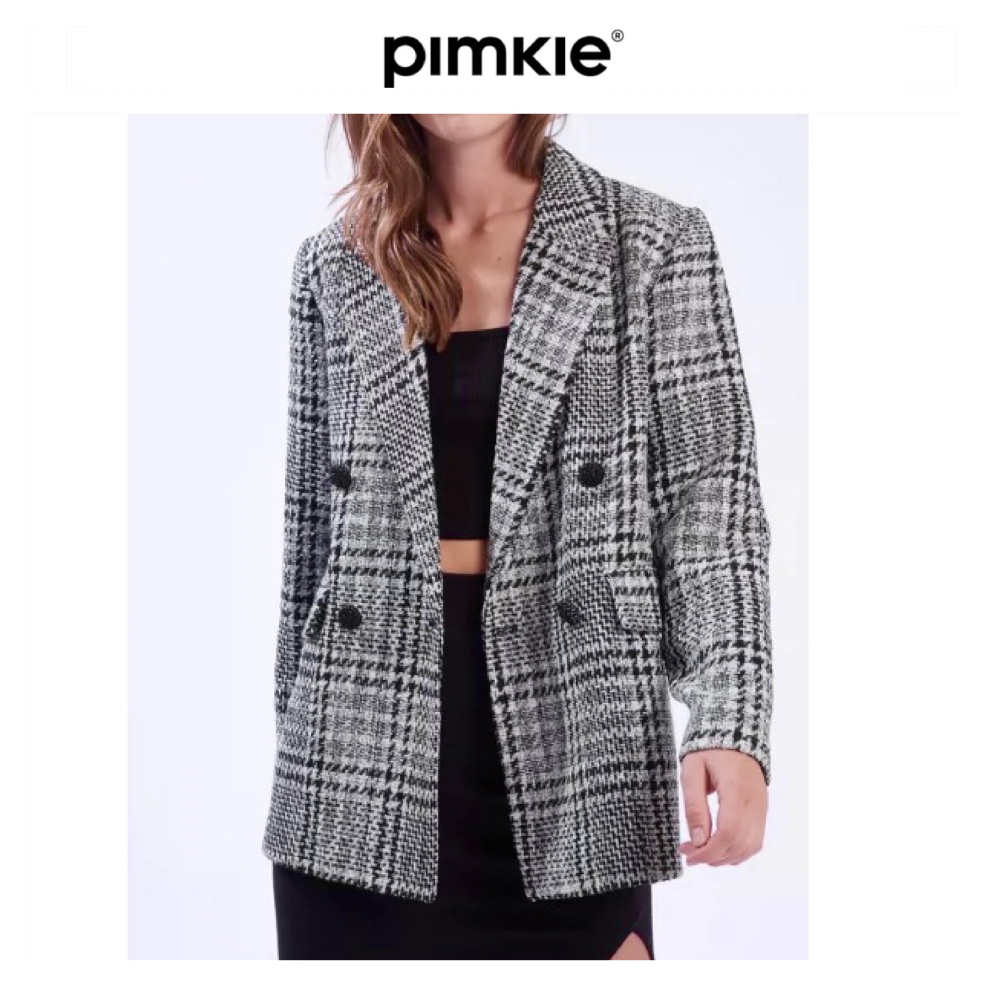 เสื้อนอก เสื้อคลุม ทรงสูท ลายตารางเทาดำ เสื้อคลุม เบลเซอร์ Blazer check ❄️แบรนด์✨Pimkie✨ แท้💯% แบรนด์ PIMKIEสำเนา