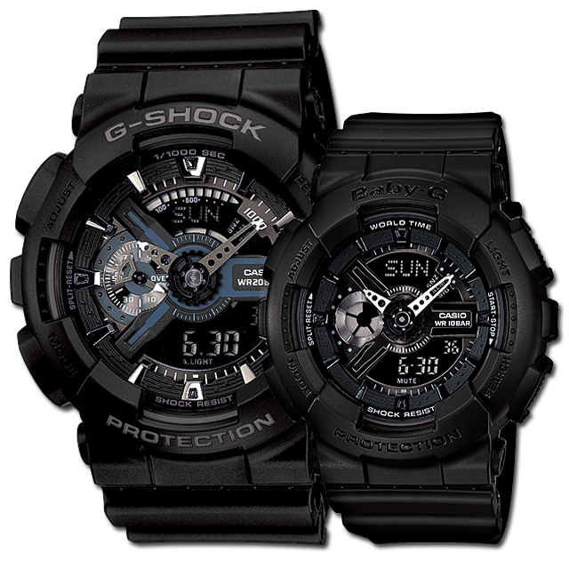 CASIO G-SHOCK นาฬิกาข้อมือ นาฬิกากันน้ำ นาฬิกาของแท้ ประกันศูนย์ CMG 1 ปี รุ่น GA-110-1B / BA-110BC-1 นาฬิกาสีดำ