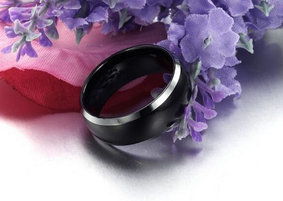 แหวนผู้ชาย แหวนผู้หญิง ใส่ได้ แหวนเกลี้ยง สีดำ เงา แหวนใส่เท่ ๆ แหวน tungsten carbide หนา 8 มิล แหวนวงใหญ่ ของขวัญให้แฟน 157039_1