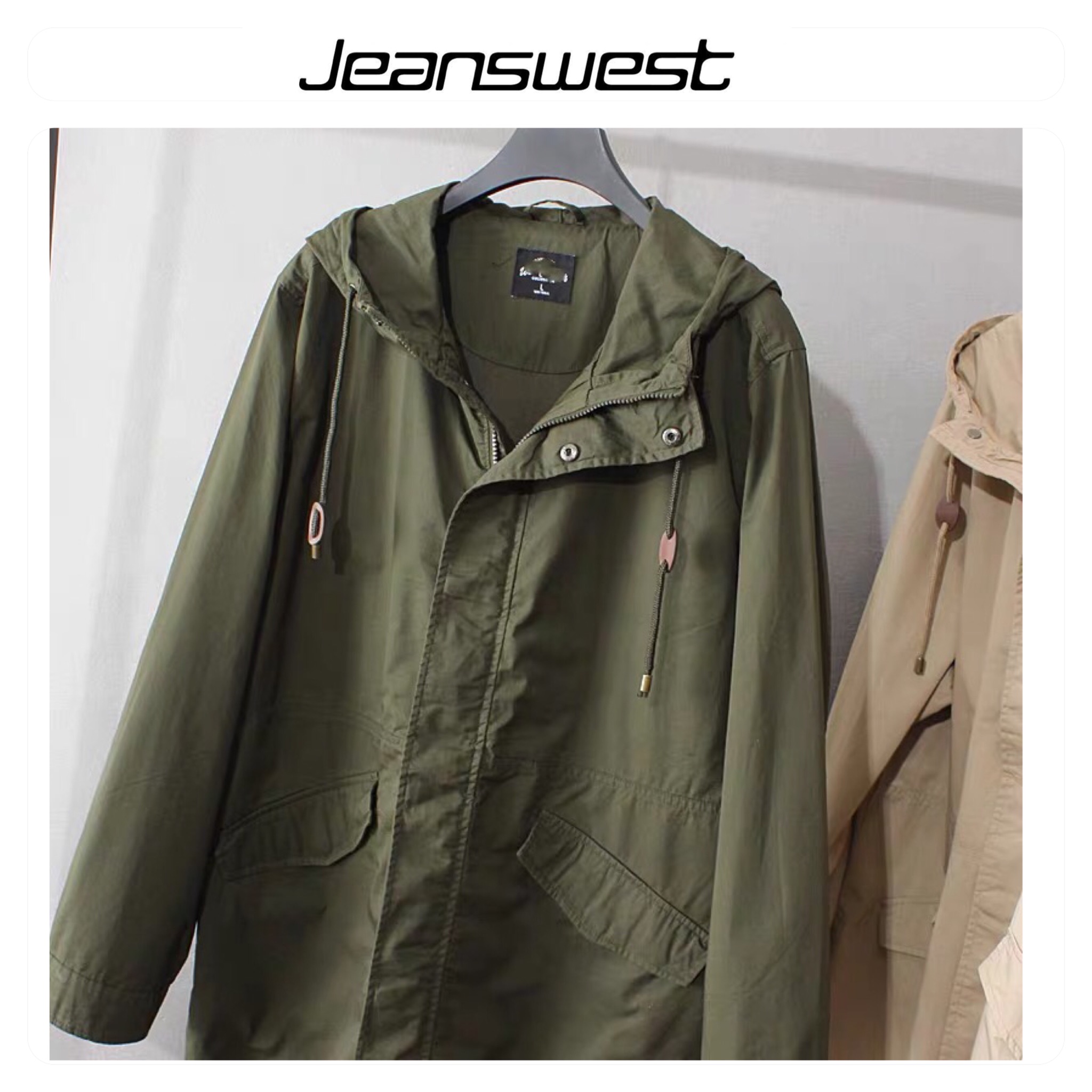 Jeanswest เสื้อนอกเขียวทหาร เสื้อแจ็คเก็ต แนวทหาร แบรนด์ JEANSWEST เขียว