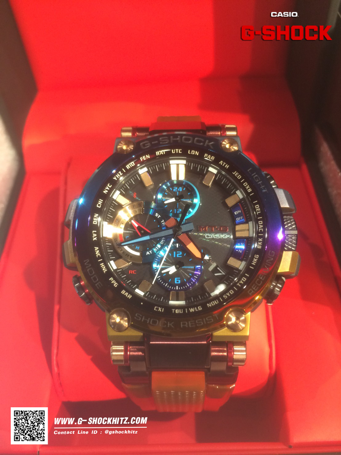 CASIO G-SHOCK นาฬิกาข้อมือ นาฬิกากันน้ำ นาฬิกาของแท้ ประกันศูนย์ CMG 1 ปี รุ่น MTG-B1000VL-4A นาฬิกาสีแดง