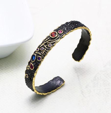 กำไลข้อมือสีดำ เทรนด์ใหม่ ใส่สวย กำไล สีดำ ฝังเพชร พลอย คริสตรัลแท้ หลากสี กำไล สวย ๆ 743064