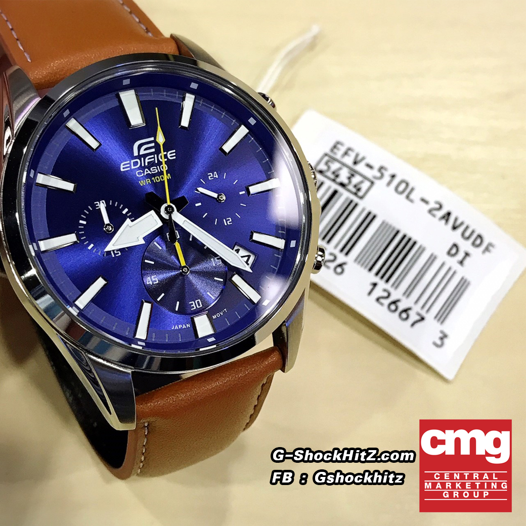 CASIO EDIFICE นาฬิกาข้อมือ นาฬิกากันน้ำ นาฬิกาของแท้ ประกันศูนย์ CMG 1 ปี รุ่น EFV-510L-2A นาฬิกาสีน้ำตาล