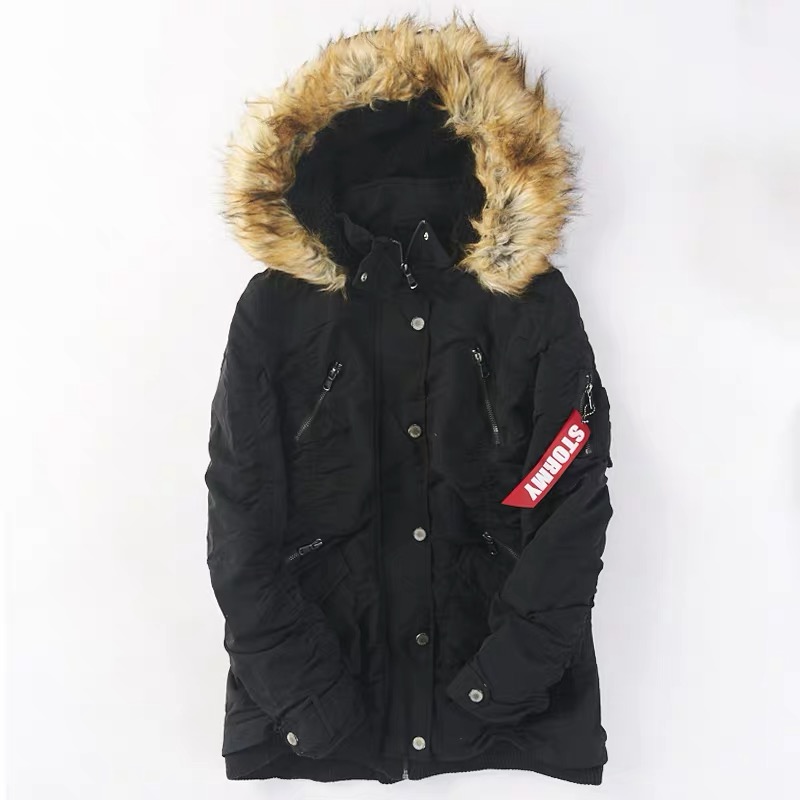 Sureve เสื้อโค้ทฮู้ดกันหนาว เสื้อปาร์กา parka แต่งเฟอร์ แบรนด์ SUREVE (LL) WY562 ดำ