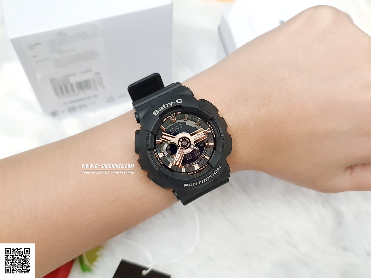 CASIO BABY-G นาฬิกาข้อมือ นาฬิกากันน้ำ นาฬิกาของแท้ ประกันศูนย์ CMG 1 ปี รุ่น BA-110RG-1A นาฬิกาสีดำ