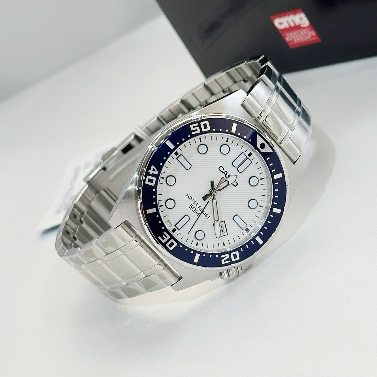 CASIO MID YEAR SALE นาฬิกาคาสิโอ พร้อมส่ง นาฬิกาข้อมือ นาฬิกากันน้ำ นาฬิกาของแท้ BTS ประกันศูนย์ CMG 1 ปี รุ่น MTD-135D-7A นาฬิกาสีเงิน