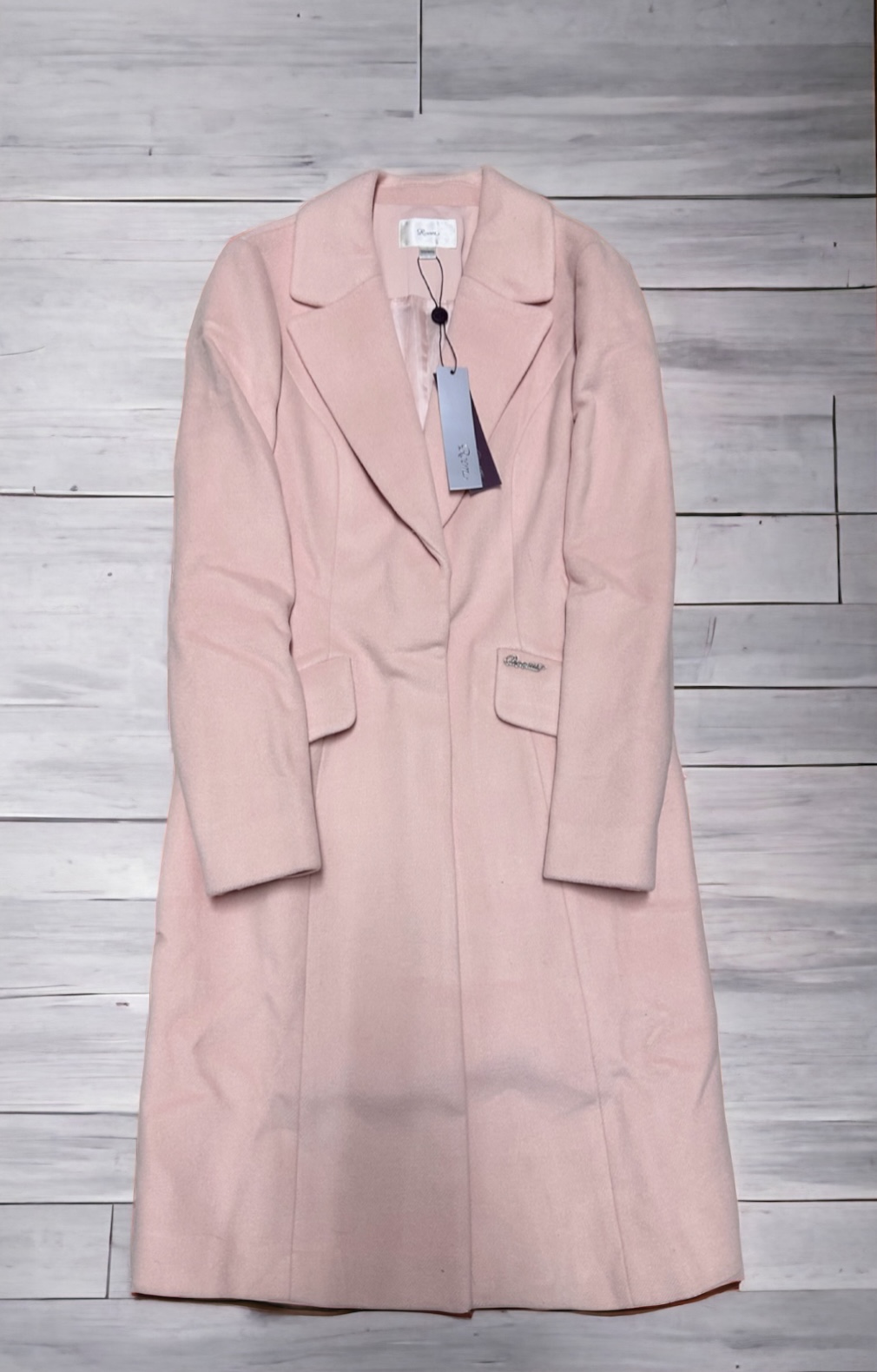 เสื้อโค้ทวูล Trench coat เสื้อโค้ทเฟอร์ โค้ทสักหลาดสีชมพูอ่อน แบรนด์ Roem
