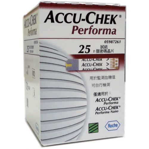 แผ่นตรวจน้ำตาลในเลือด ACCUCHEK PERFORMA 25 ชิ้น