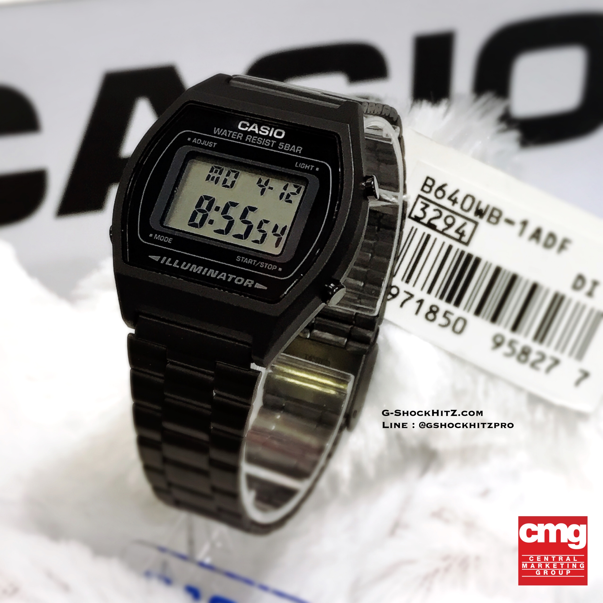 CASIO นาฬิกาคาสิโอ นาฬิกาข้อมือ นาฬิกากันน้ำ นาฬิกาของแท้ ประกันศูนย์ CMG 1 ปี รุ่น B640WB-1A นาฬิกาสีดำ