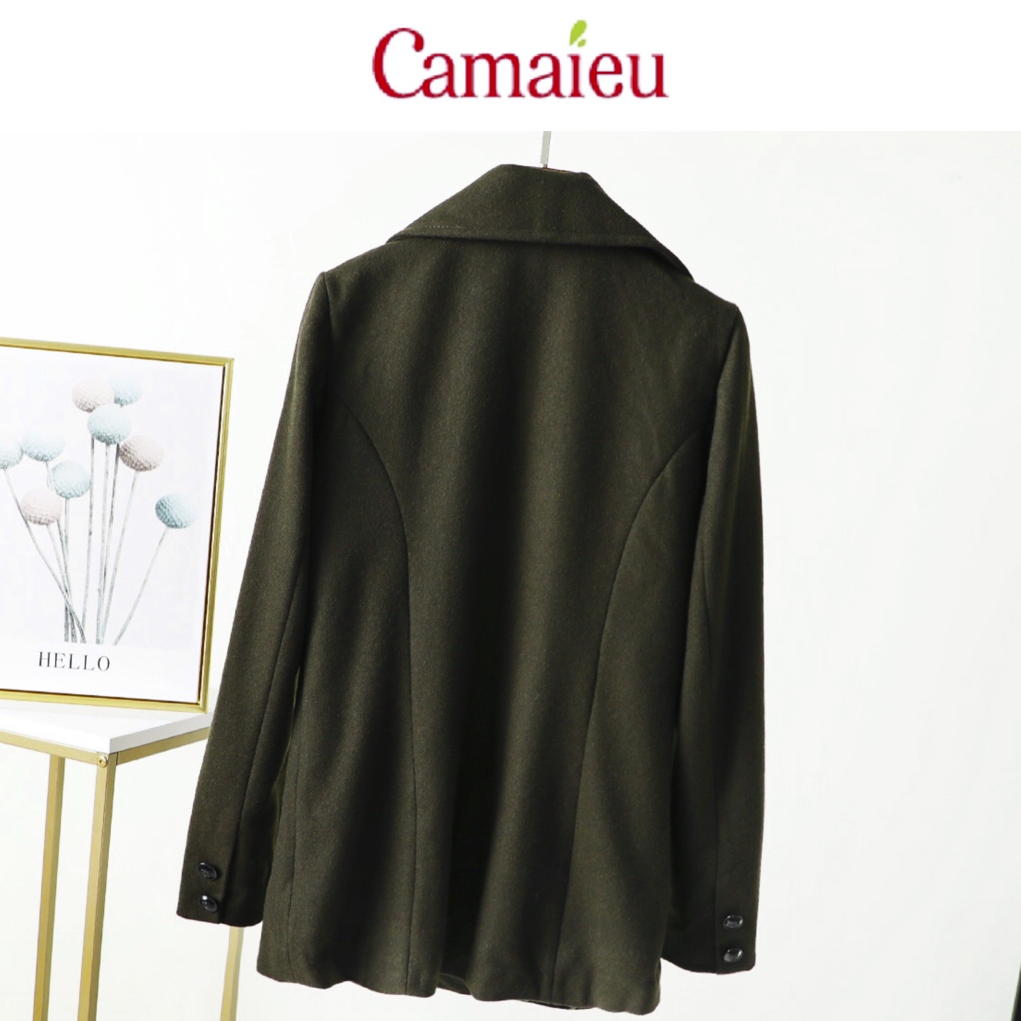 Camaieu เสื้อสูท เสื้อโค้ท สูทกันหนาว เนื้อผ้าสักหลาดวูล สีเขียว Camaieu เขียว