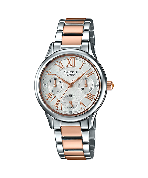 CASIO SHEEN นาฬิกาข้อมือ นาฬิกากันน้ำ นาฬิกาของแท้ ประกันศูนย์ CMG 1 ปี รุ่น SHE-3049SPG-7A นาฬิกาสีขาว