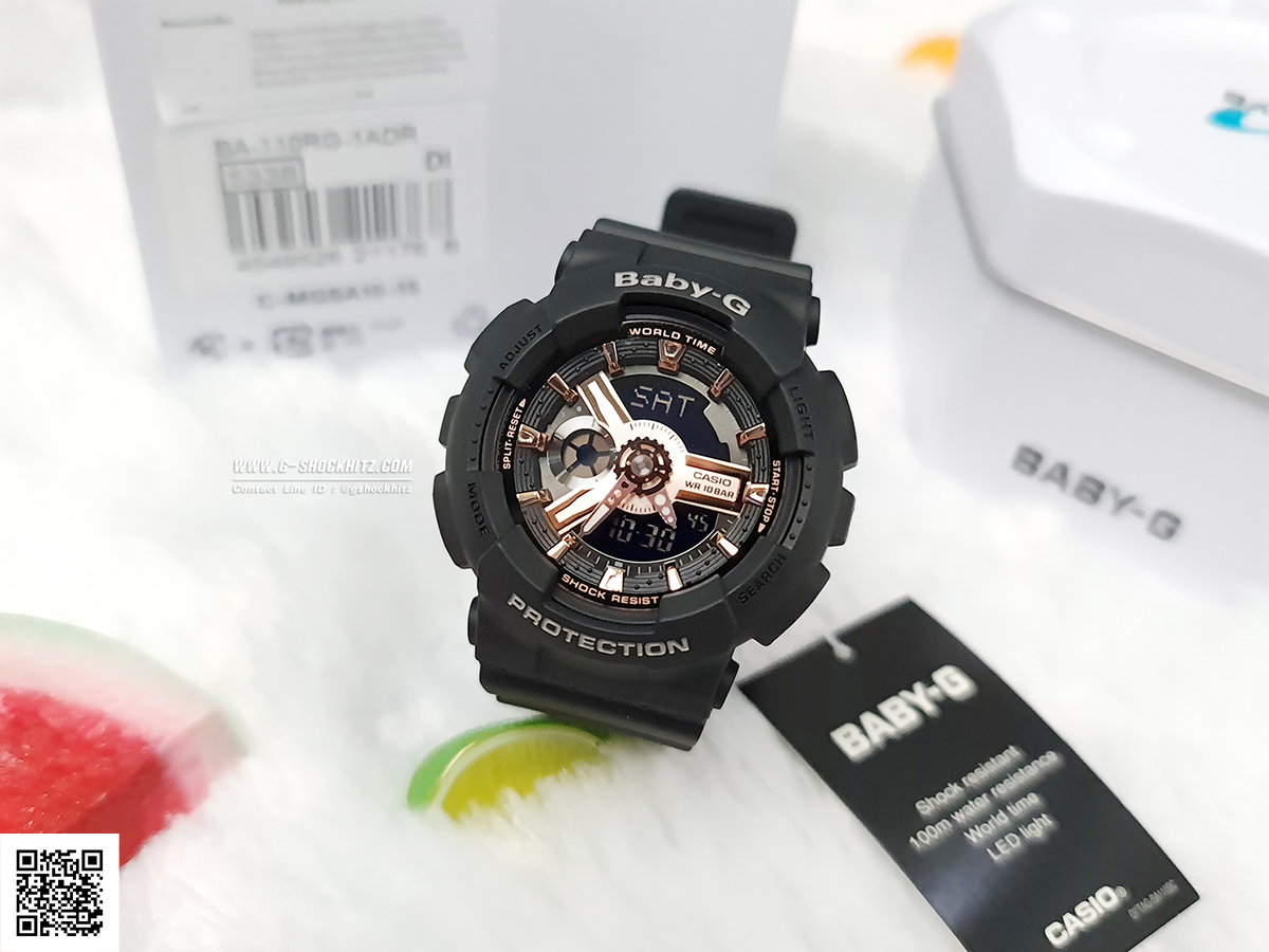 CASIO BABY-G นาฬิกาข้อมือ นาฬิกากันน้ำ นาฬิกาของแท้ ประกันศูนย์ CMG 1 ปี รุ่น BA-110RG-1A นาฬิกาสีดำ
